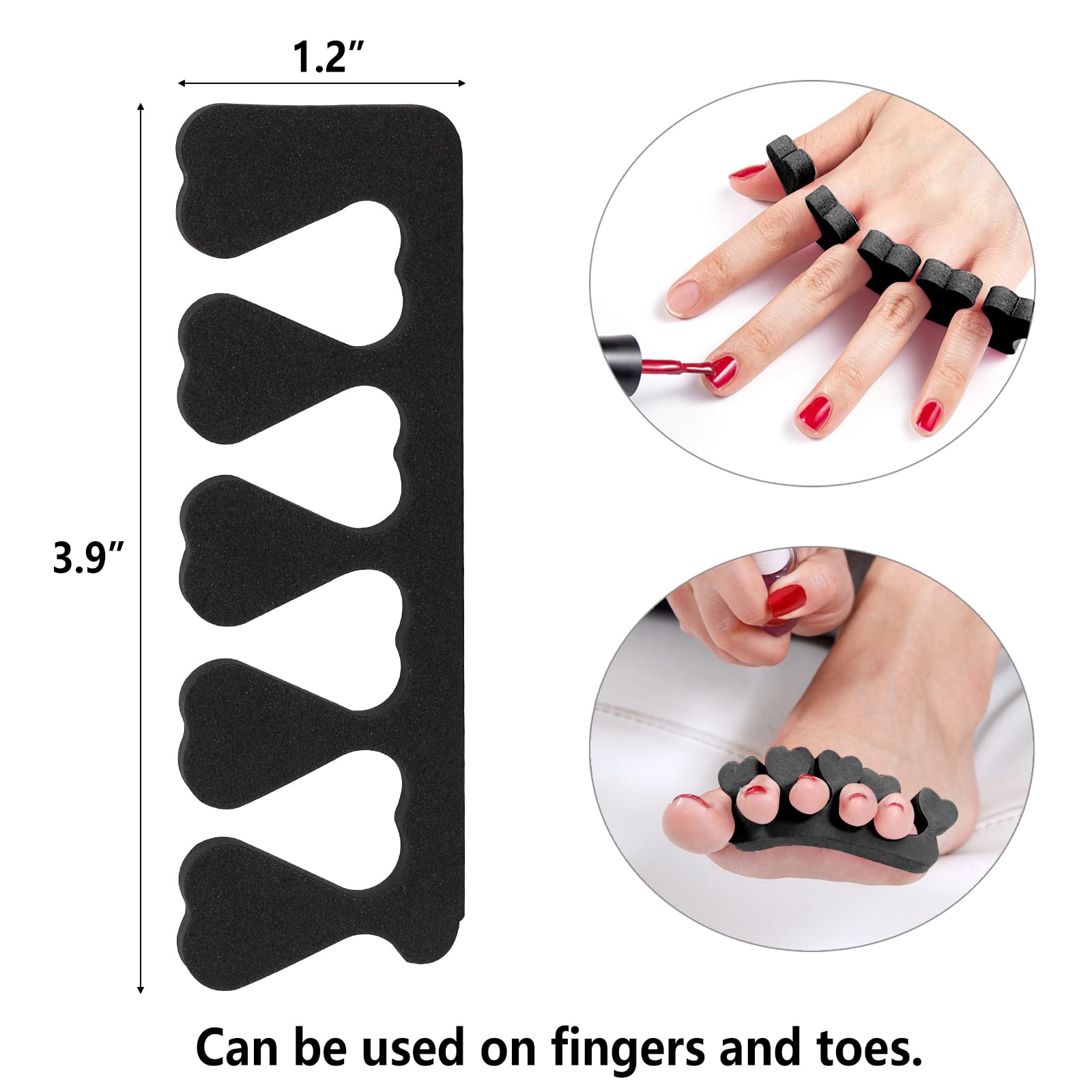 Black foam toe spacers for professional pedicure