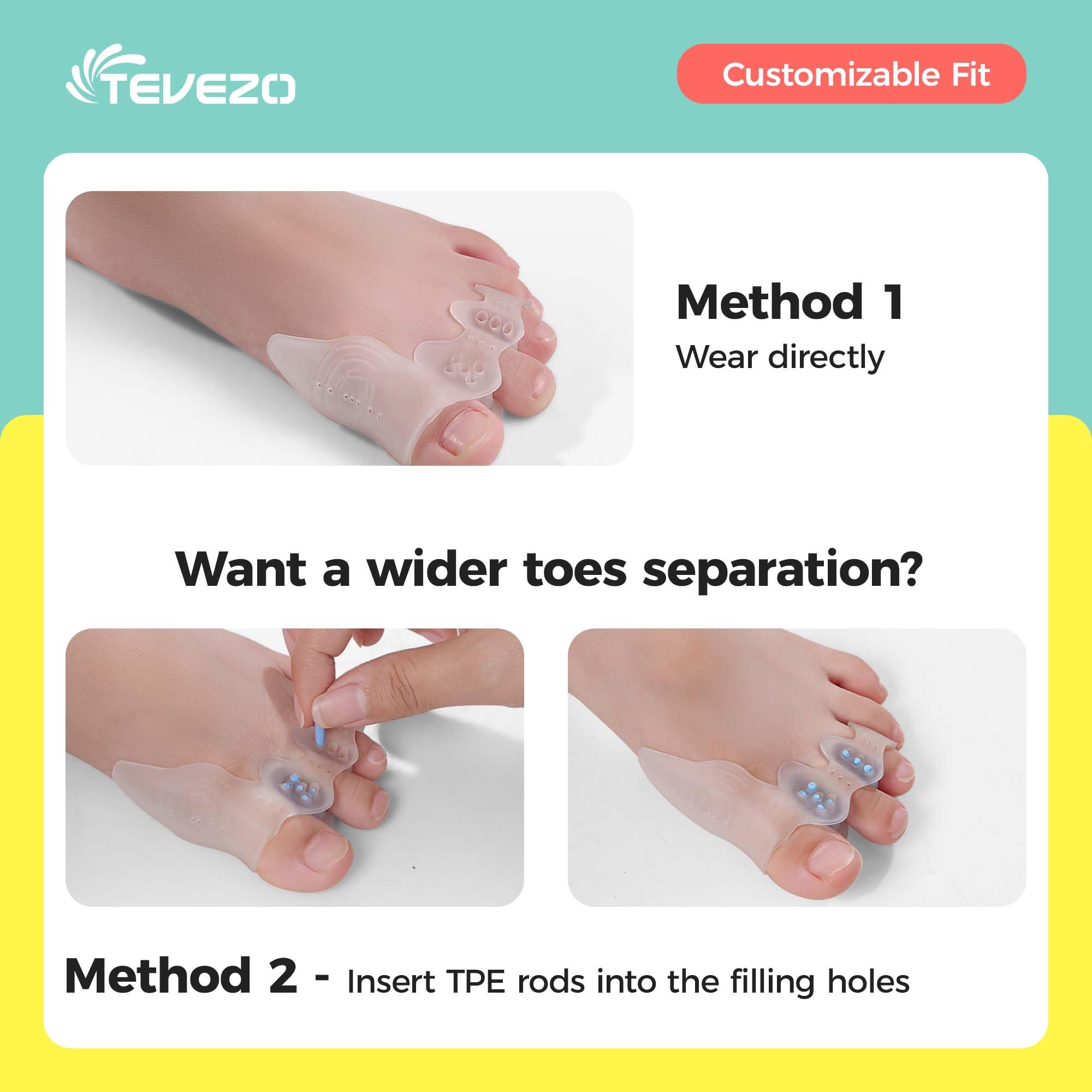 Tevezo medical grade silicone toe separator for small feet