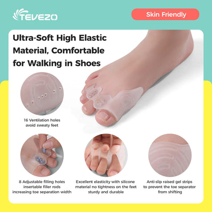 Close up of Tevezo pediatric toe spacers showing soft material