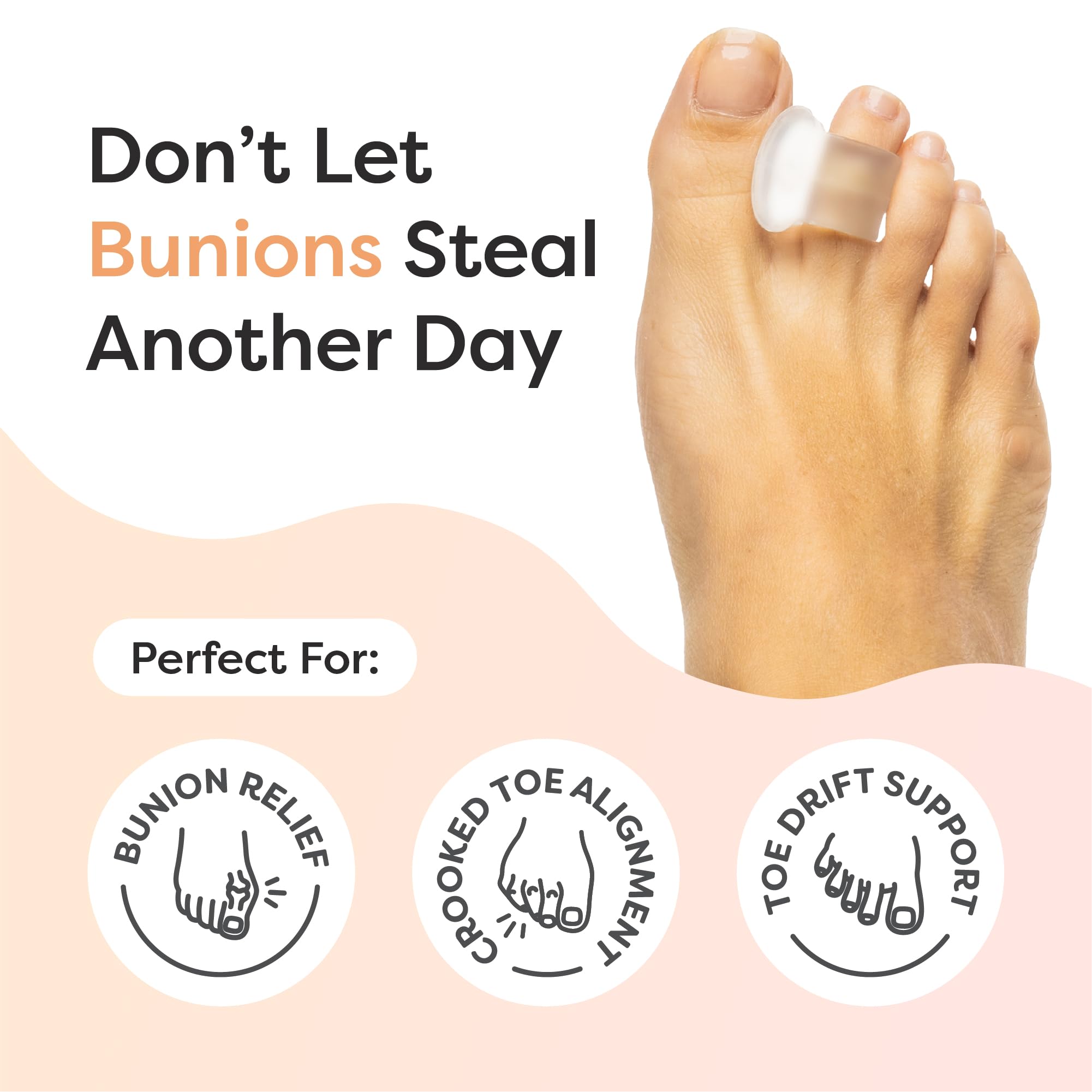 ZenToes toe separators worn on foot for bunion relief