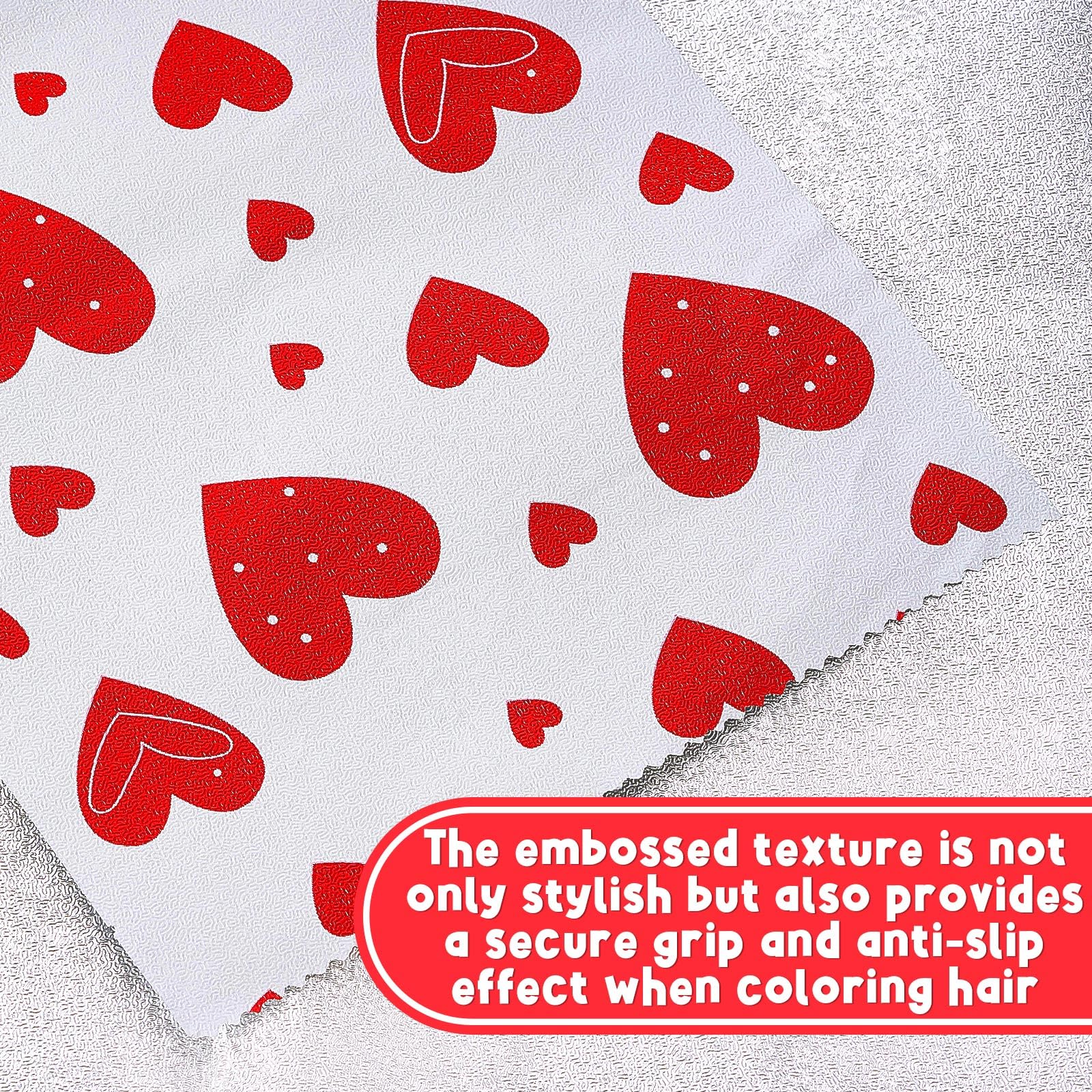 Embossed non slip texture on professional salon highlighting foil sheets close up
