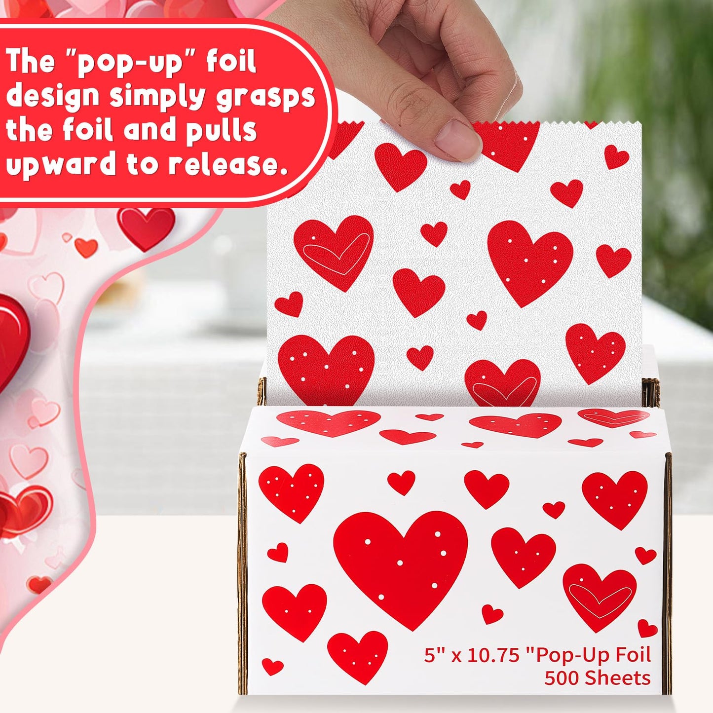 Five hundred count box of heart patterned pre cut foil sheets for hair colorists
