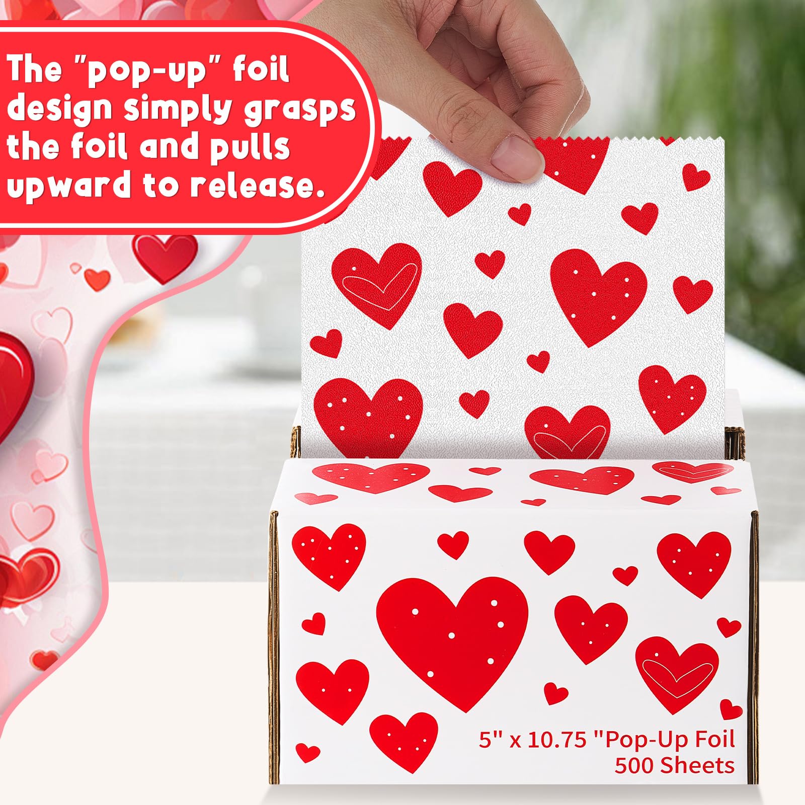 Five hundred count box of heart patterned pre cut foil sheets for hair colorists