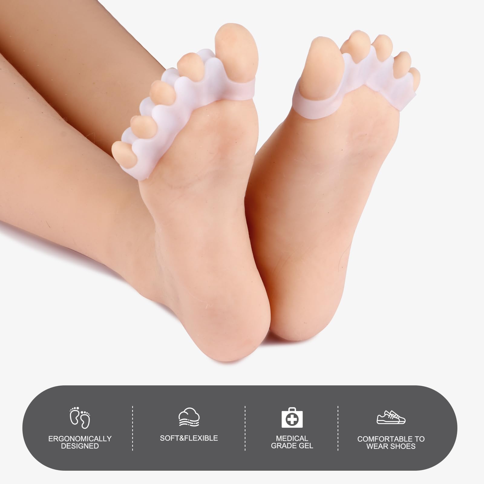 Roogaluckeep silicone toe spacers showing flexible material