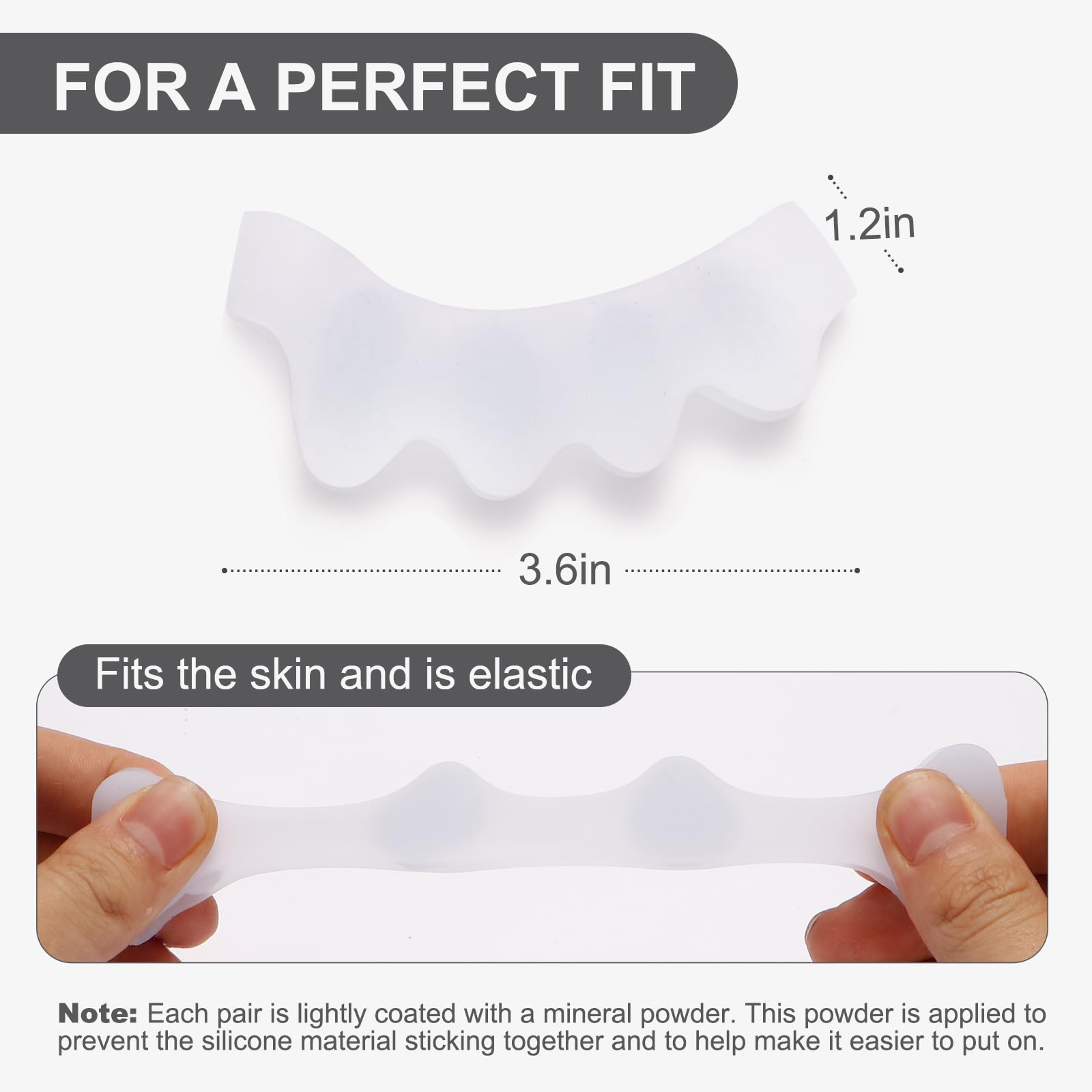 Close up of medical grade silicone toe separators
