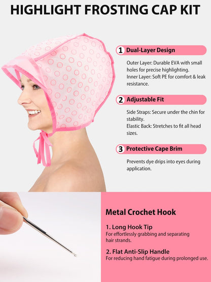 Yoovr highlighting cap with metal hook for hair