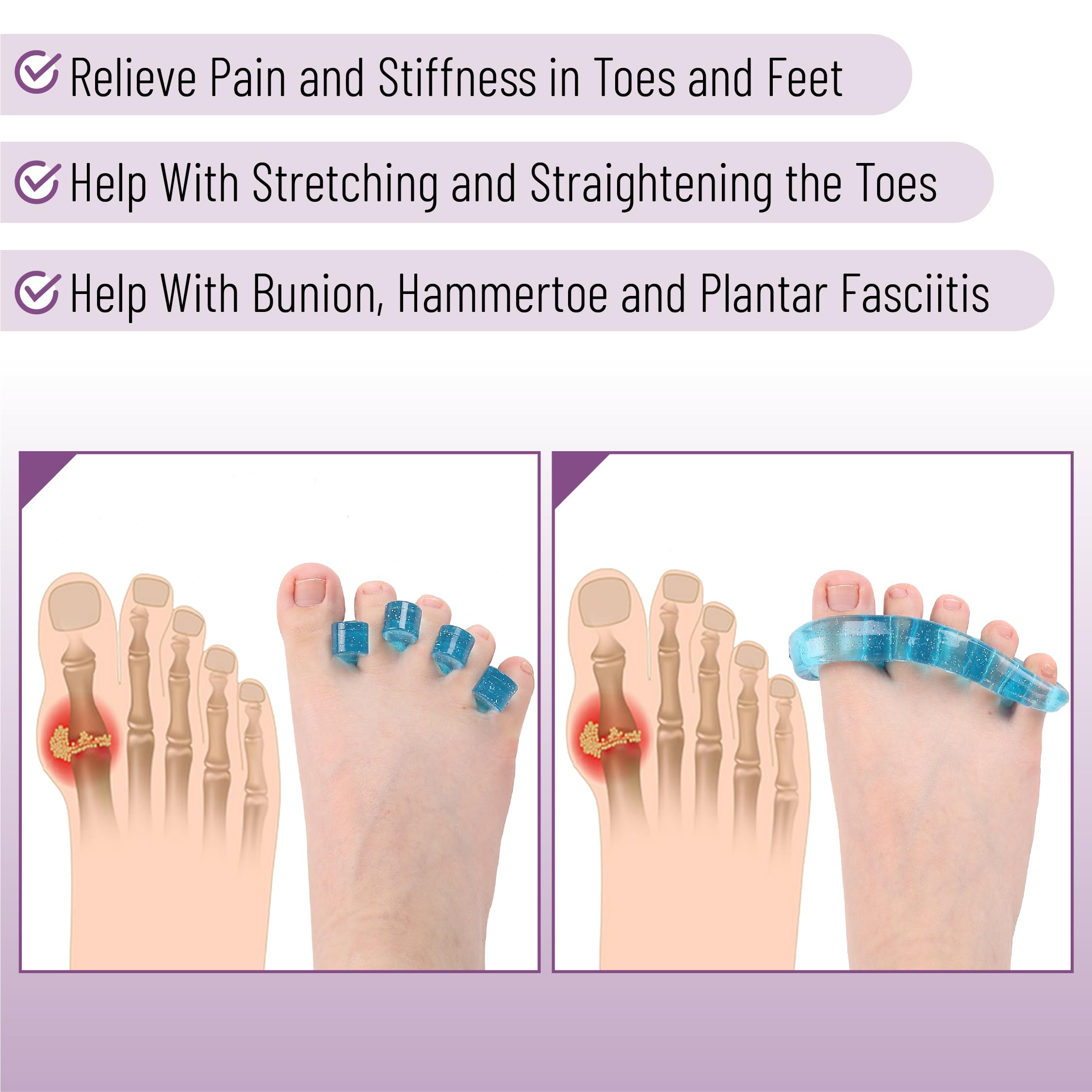Medical grade gel loop toe separators closeup