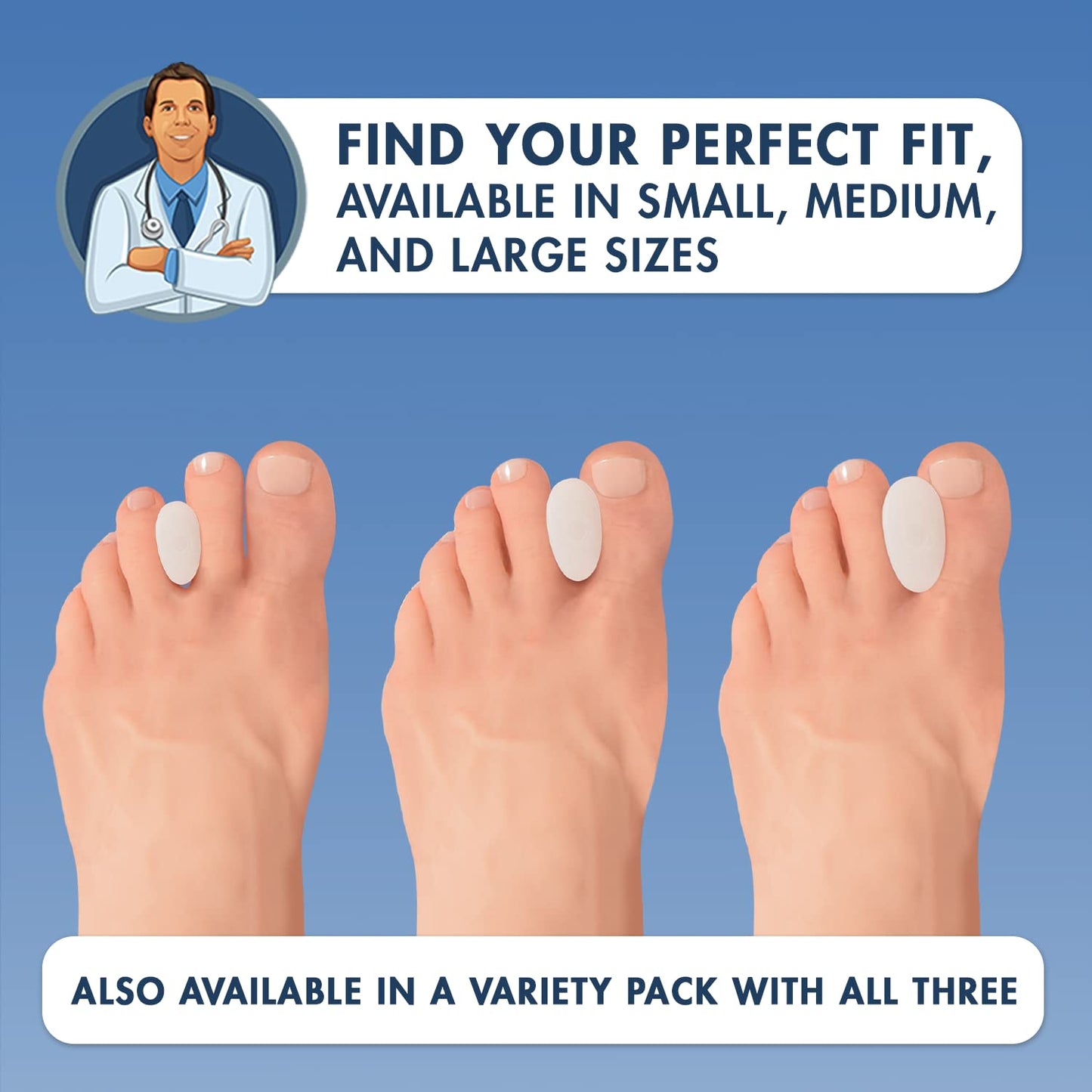 Top view of reusable toe cushion spacers