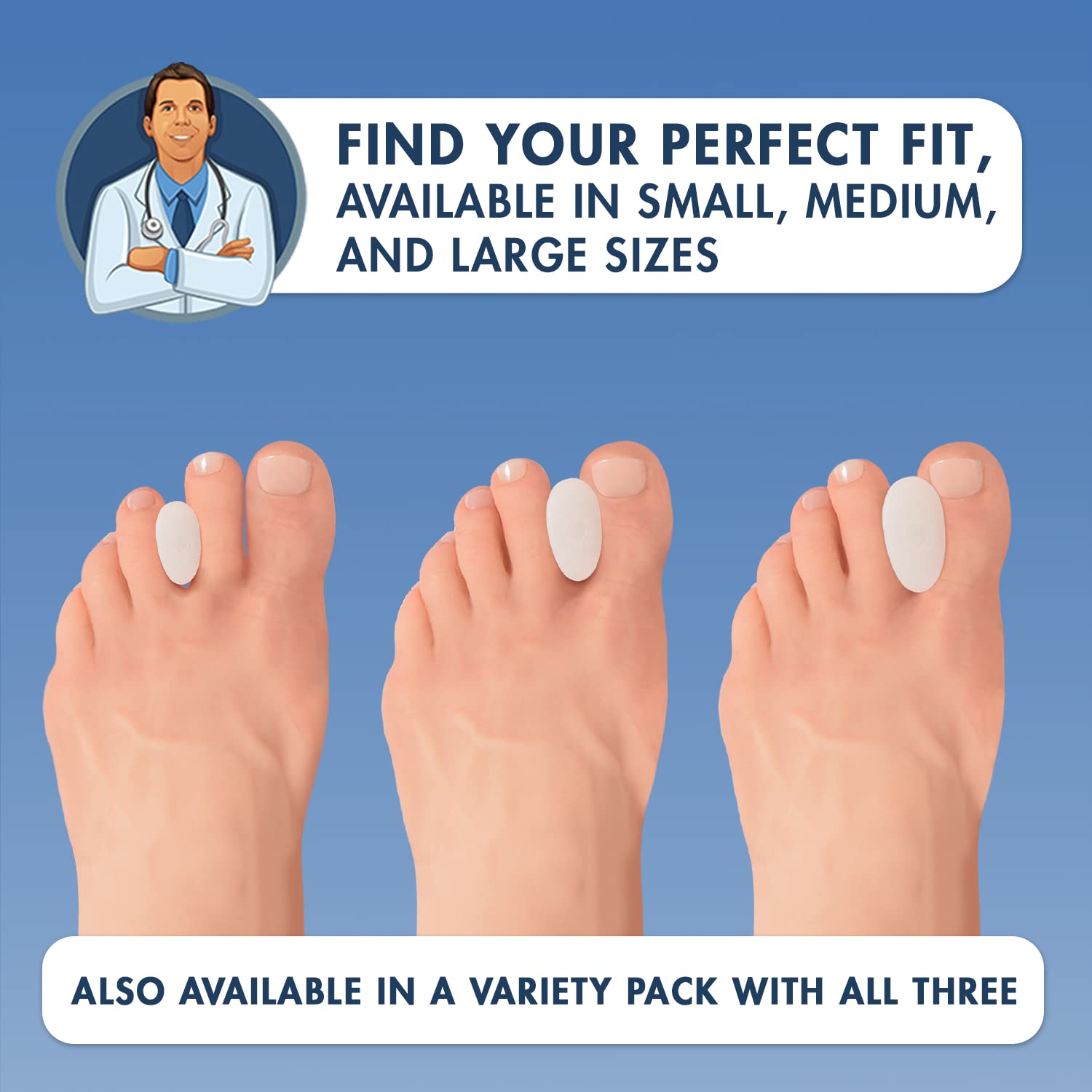 Top view of reusable toe cushion spacers