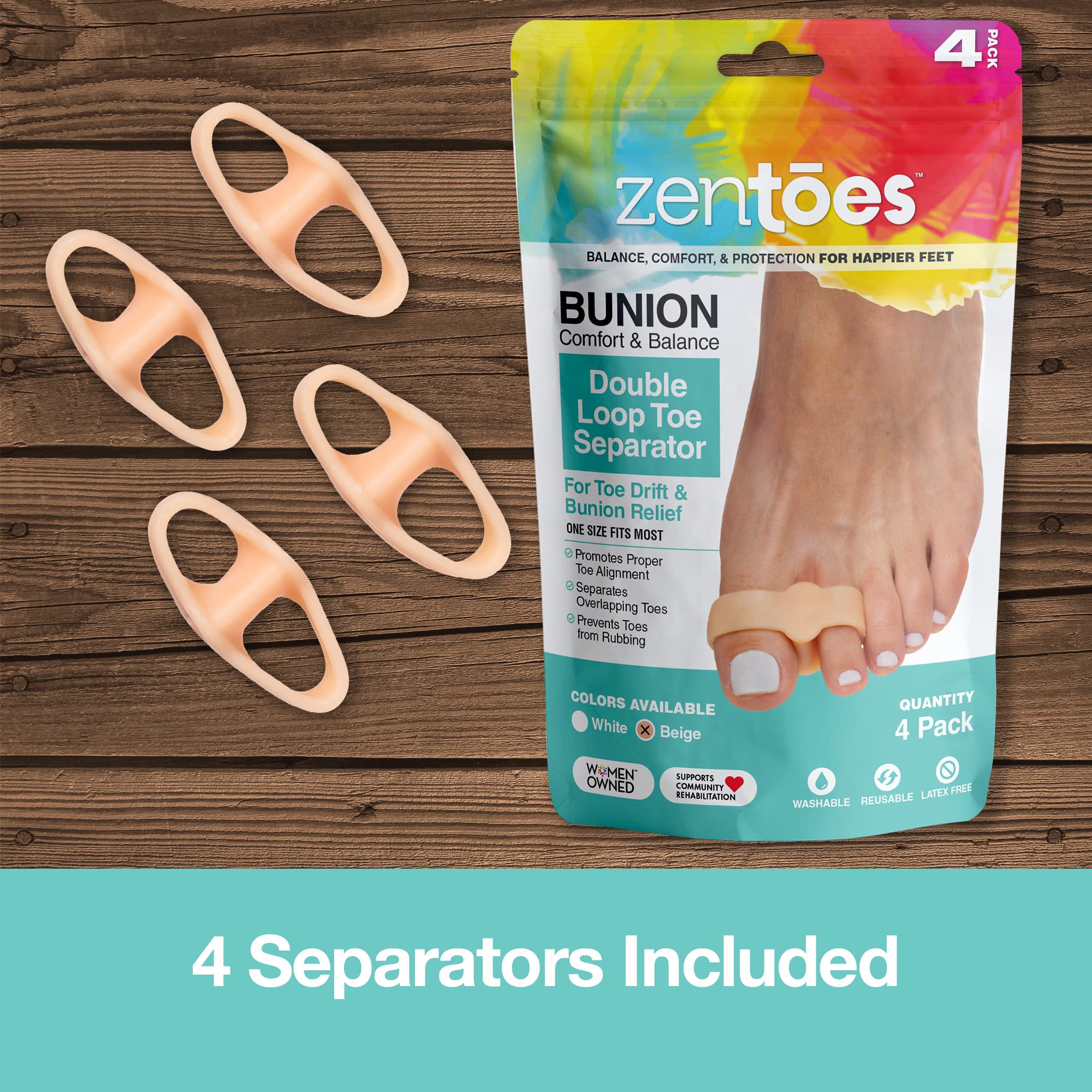 Close up of ZenToes silicone gel separator loops
