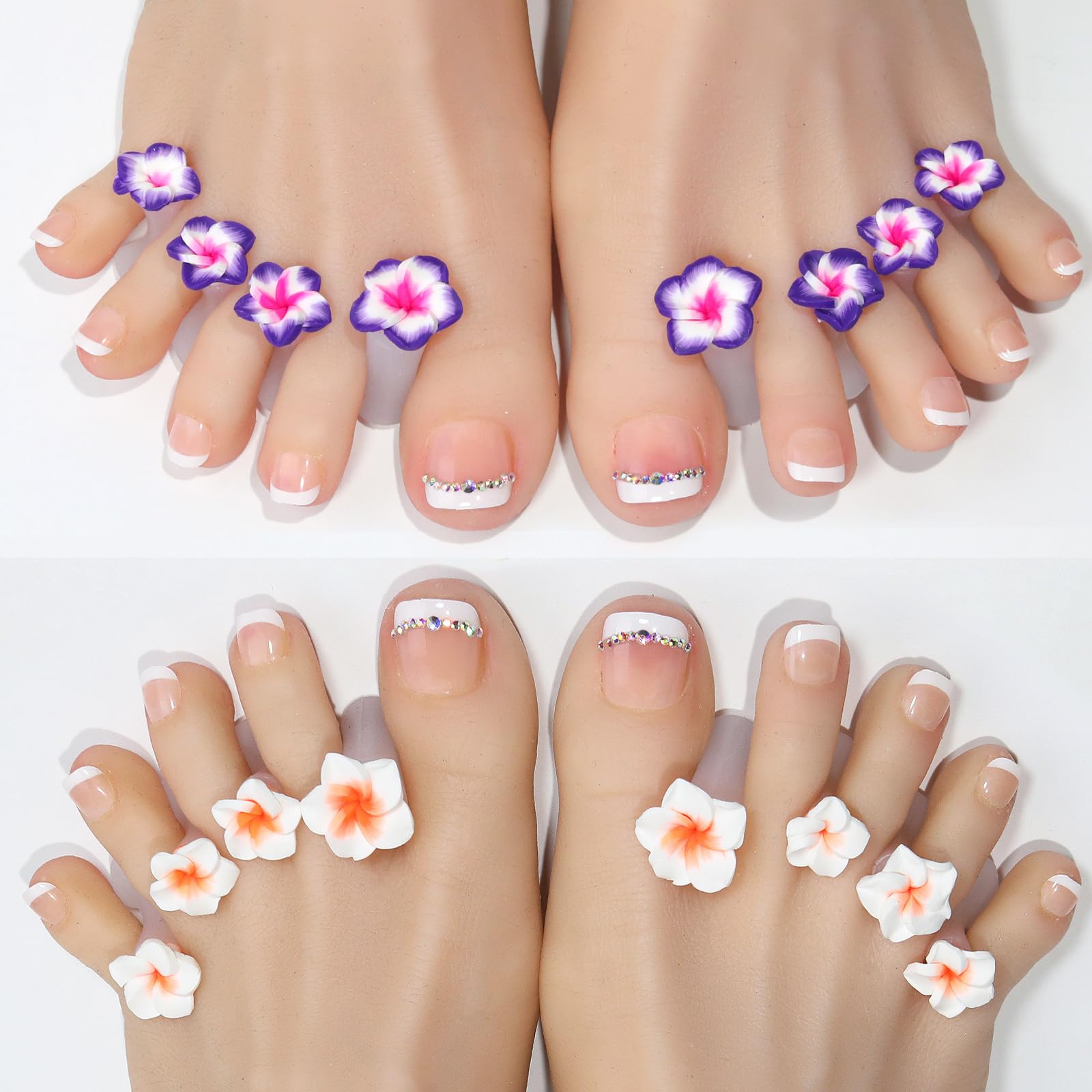 Colorful floral silicone toe separators for professional pedicure