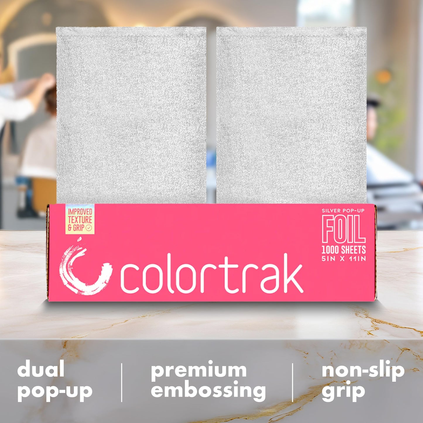 Back of Colortrak aluminum foil pop-up dispenser box