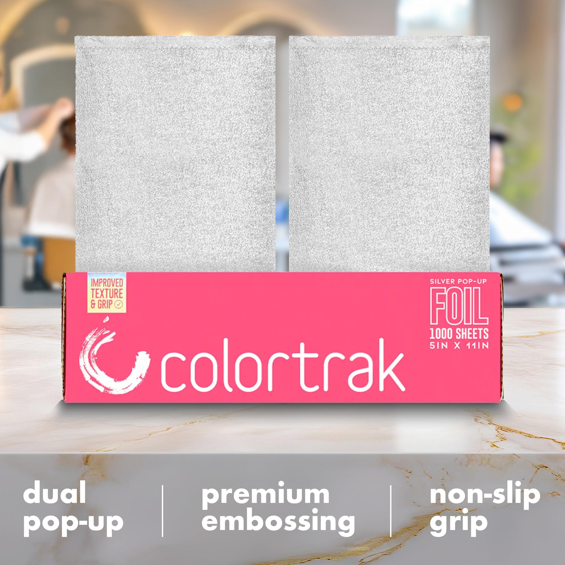 Back of Colortrak aluminum foil pop-up dispenser box