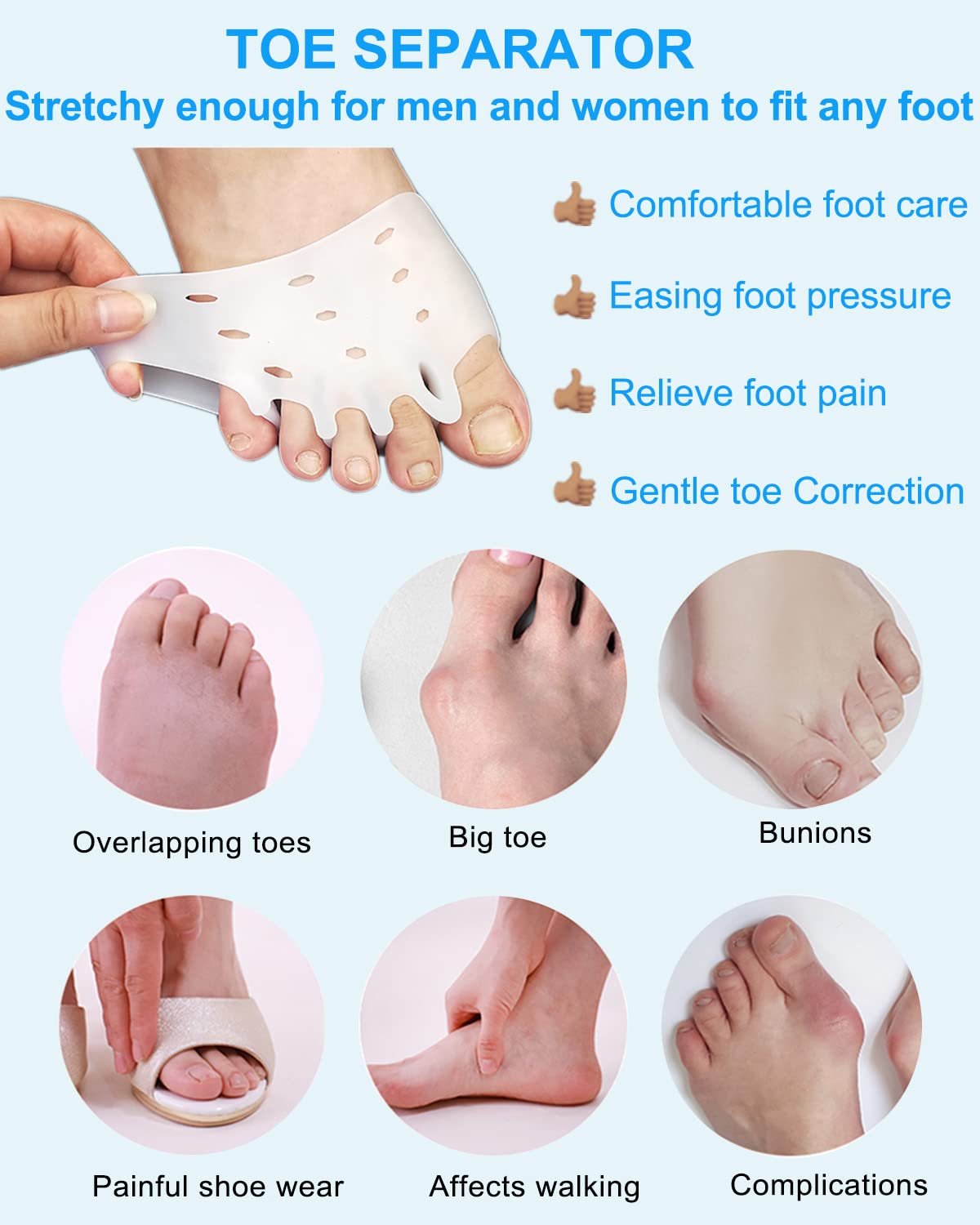 Golbylicc silicone toe separators demonstrating alignment correction