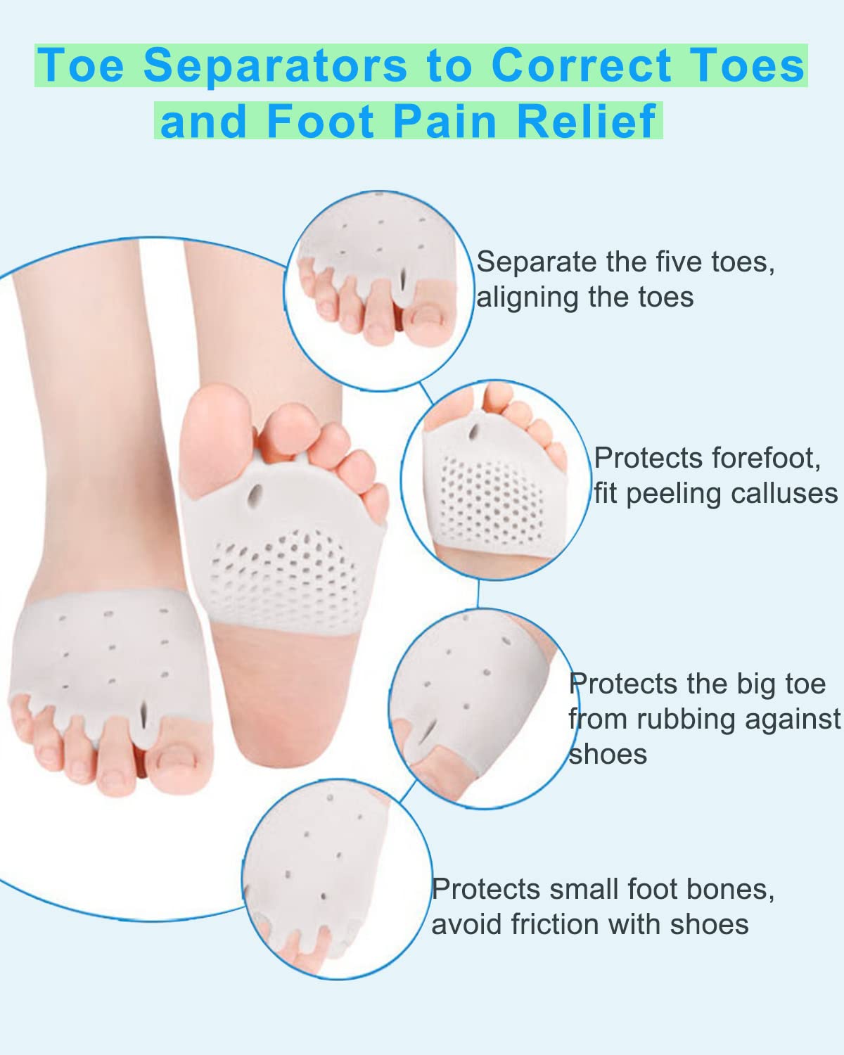 White gel metatarsal pads showing breathable ventilation holes