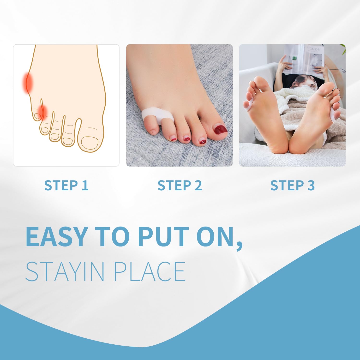 Pinky toe separator showing dual hole design