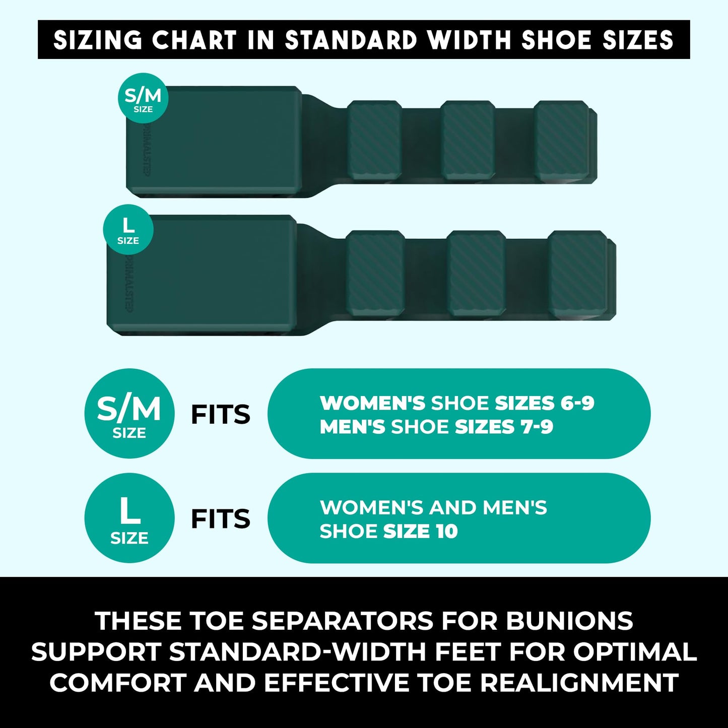 PrimalStep toe straighteners arranged for foot health