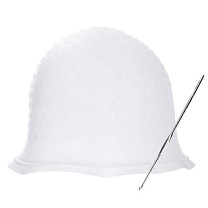 Silicone hair coloring cap with metal hook accessory