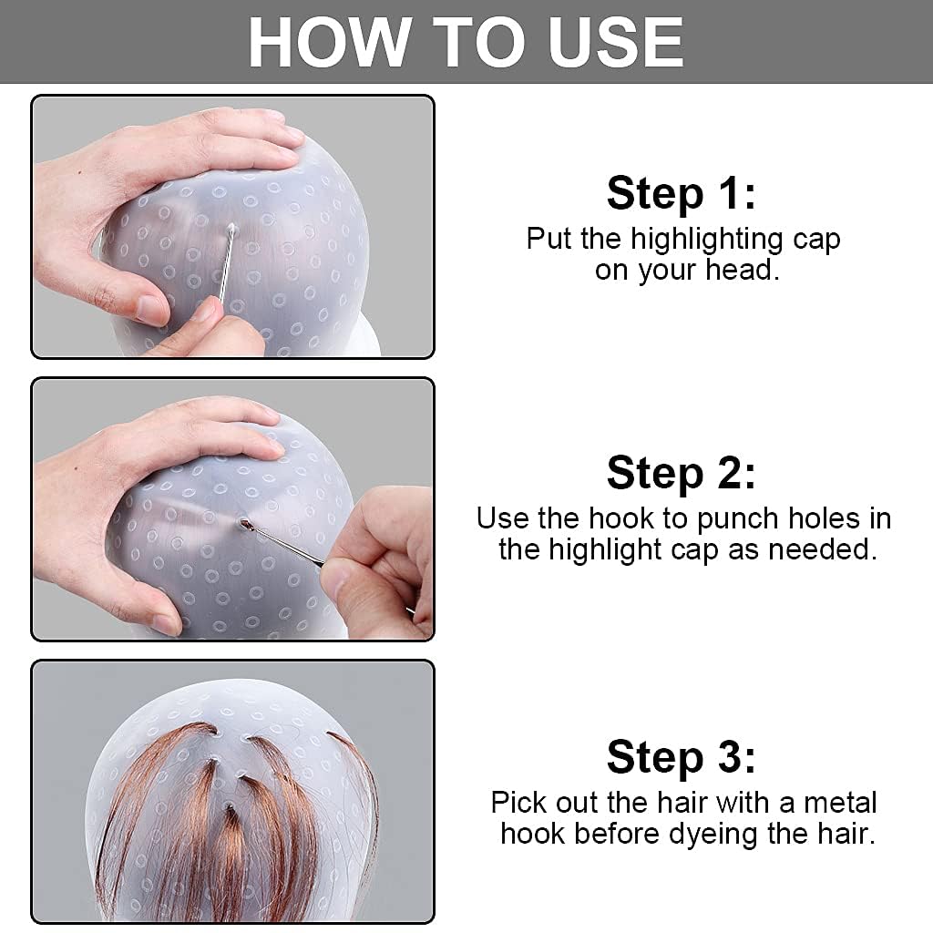 Flexible silicone hair dyeing cap for precise streaks