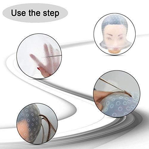 User wearing professional silicone hair highlighting cap
