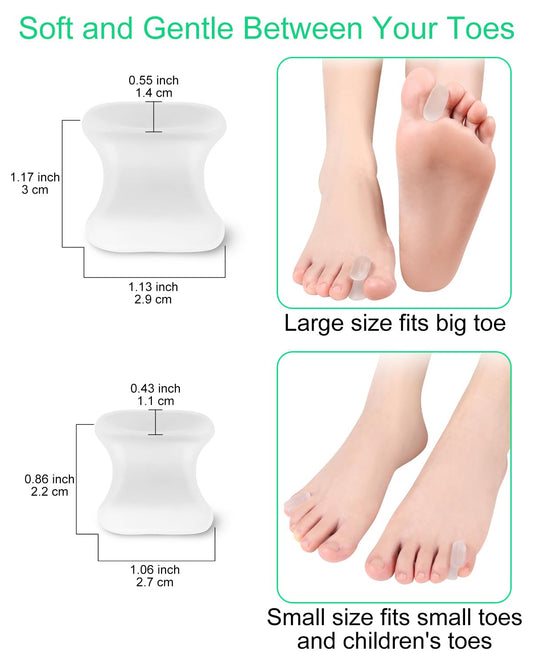 Silicone toe spacers for hammertoe alignment and comfort