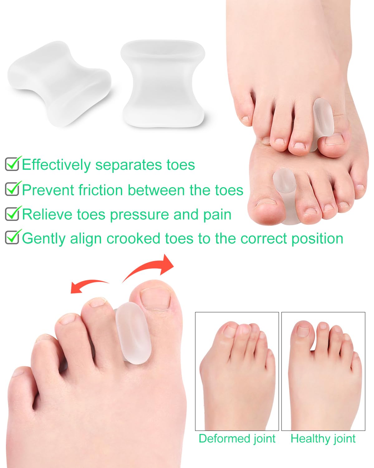 Soft silicone bunion corrector pads set of 12