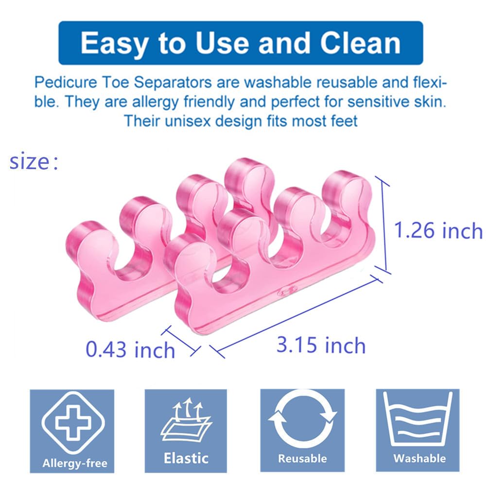 Soft blue and pink gel toe dividers for pedicure use