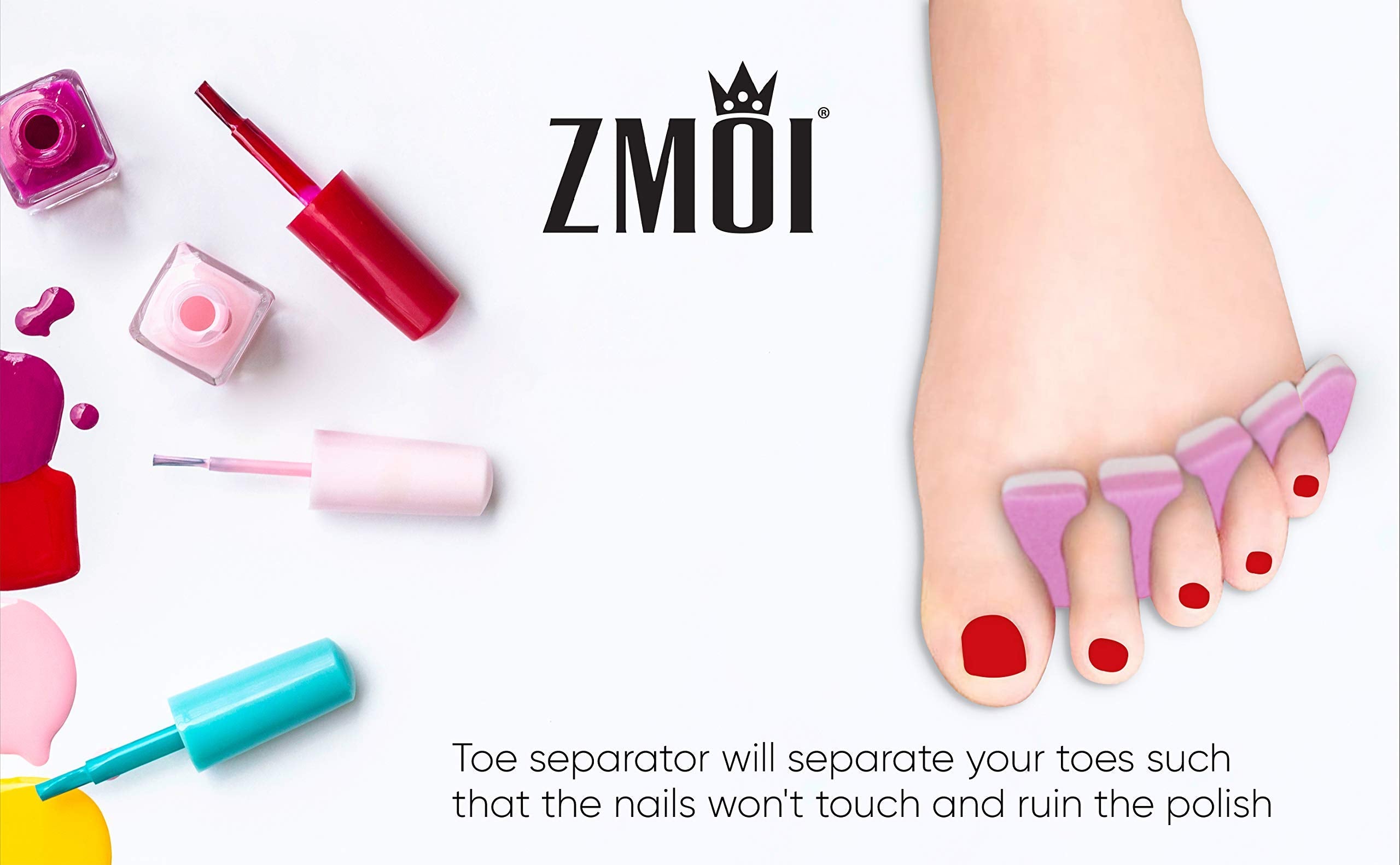 Close up of Zmoi durable pedicure toe separators