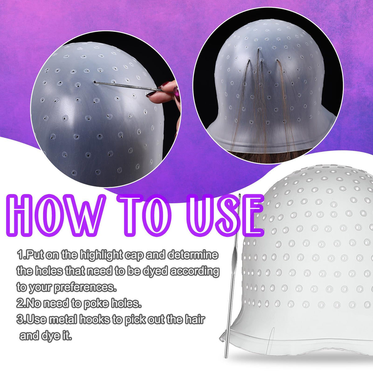 Professional hair frosting kit featuring two silicone caps
