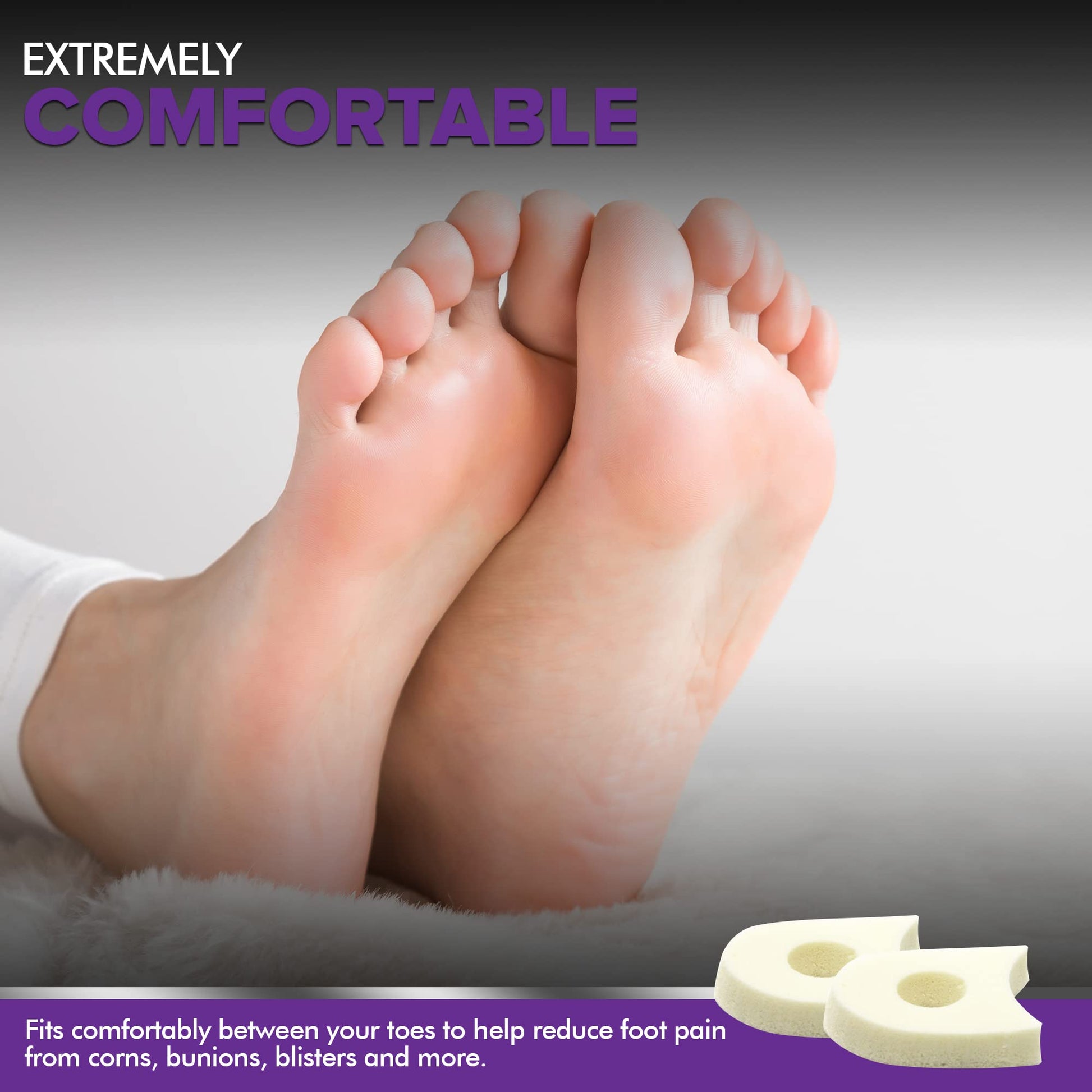 Authentic USA made foam toe separators packaging details
