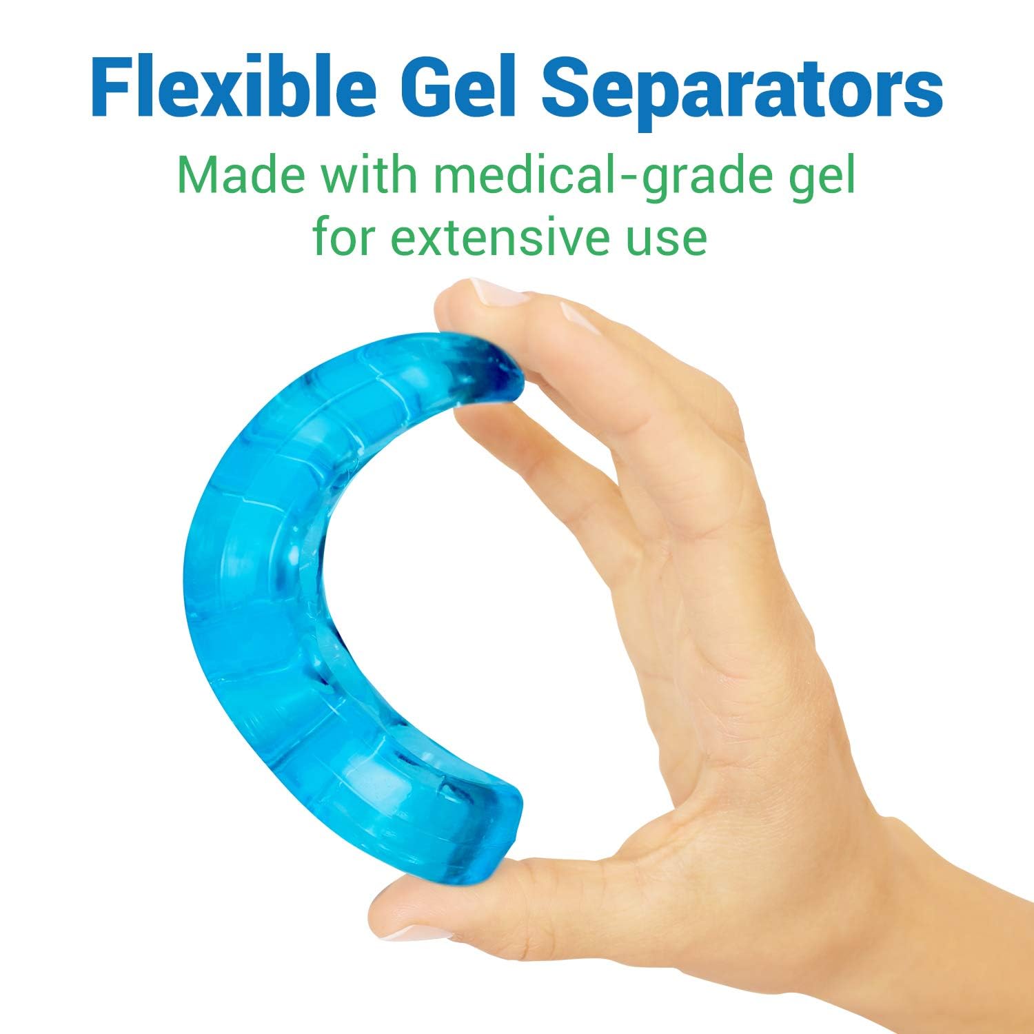 Pair of VIVEsole blue toe correctors for overlapping toes