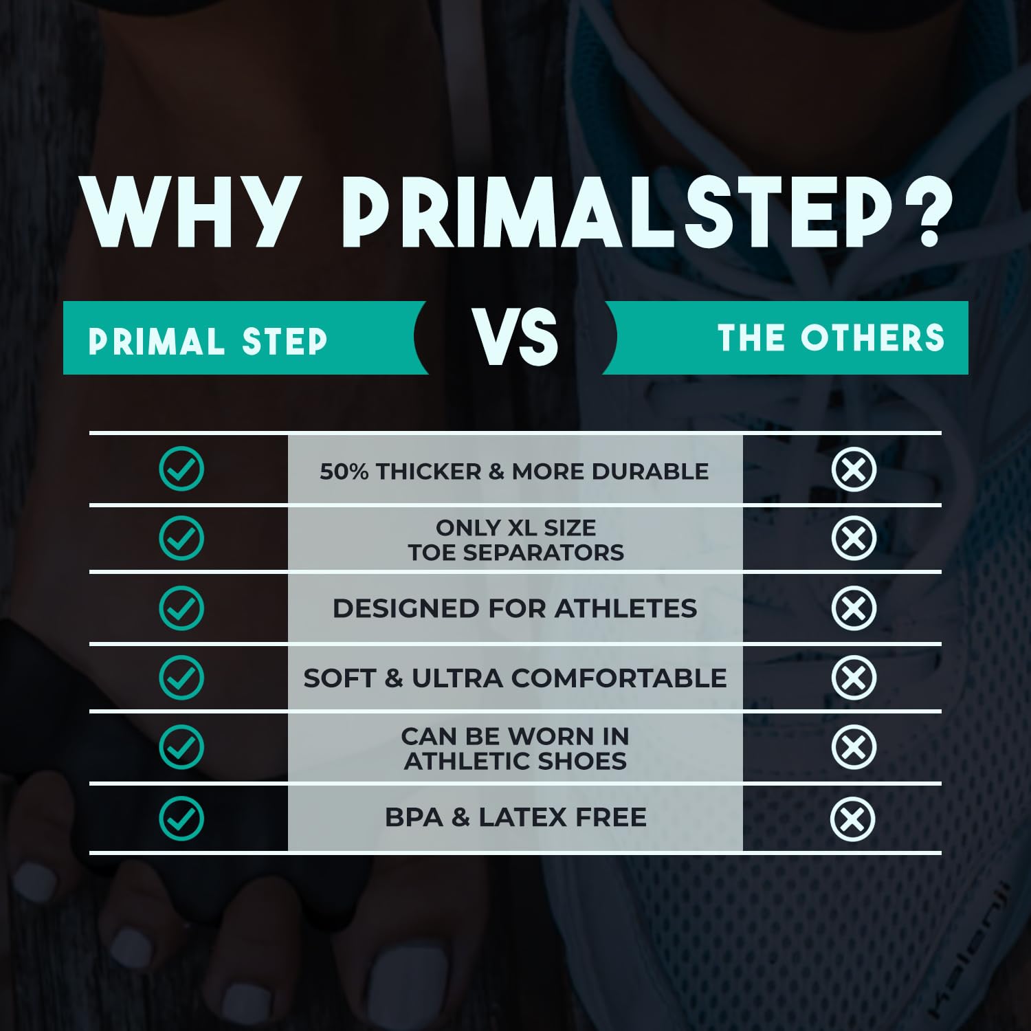 Side profile of PrimalStep thick toe straighteners