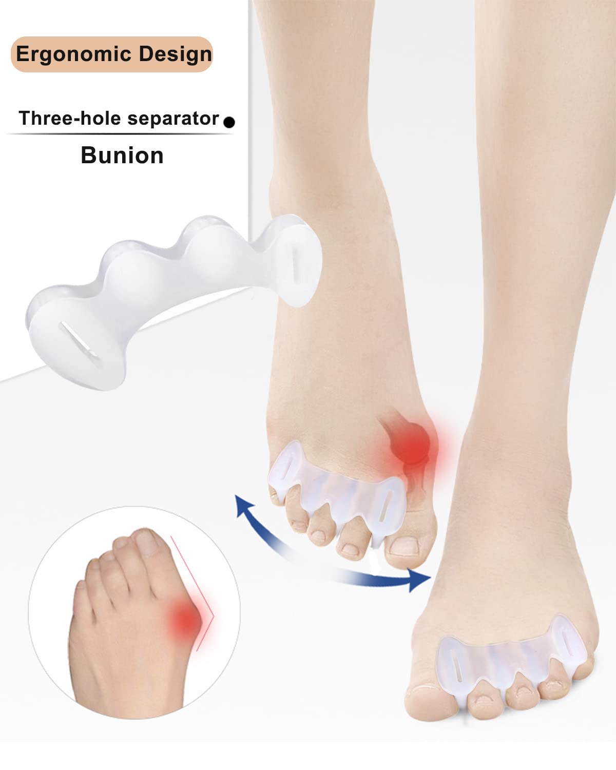 Detailed view of Golbylicc silicone gel separators for hammertoes