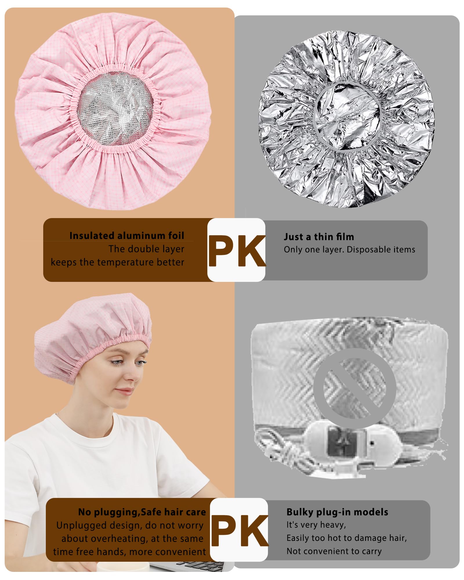 Yizijizi pink waterproof hair cap for salon use