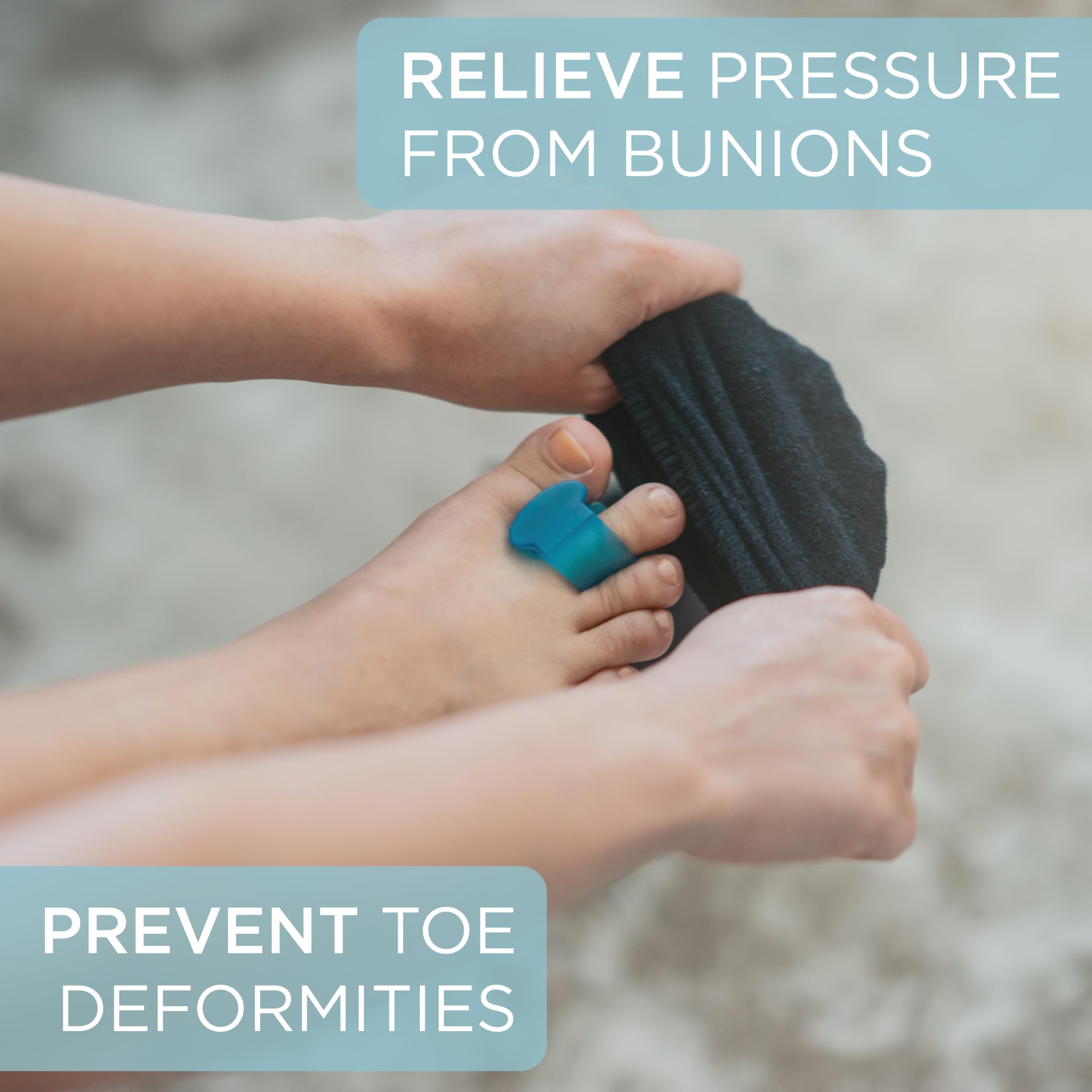 Mind Bodhi toe correctors worn on foot for alignment