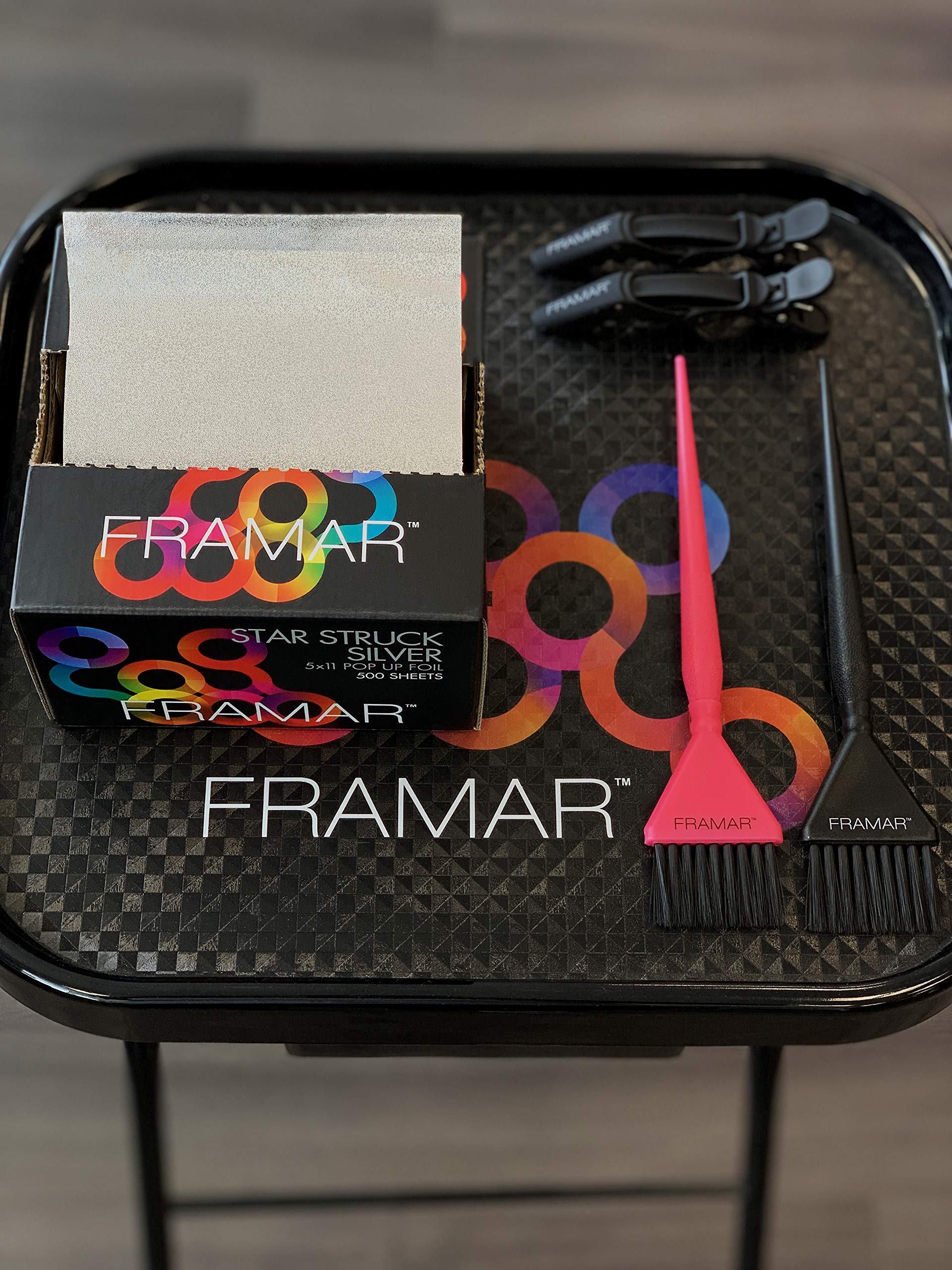 Stack of professional Framar aluminum hair coloring sheets