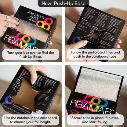 Pop up dispensing feature of Framar hair foil box