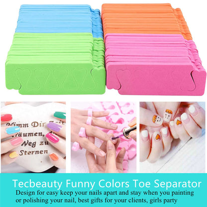 Assorted colors of Tecbeauty foam pedicure toe separators