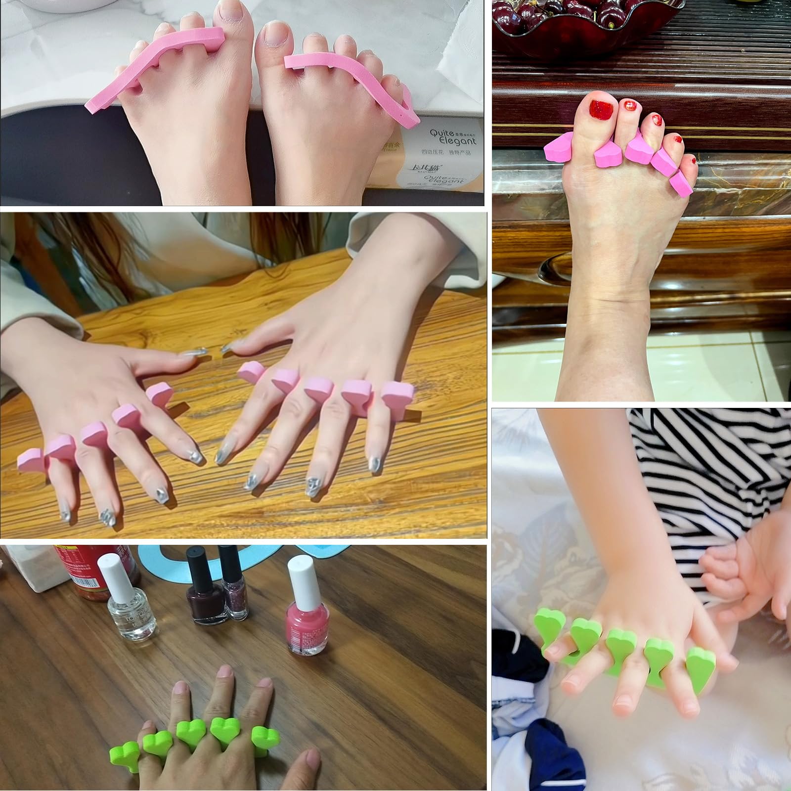 Comfortable flexible toe separators for home spa use