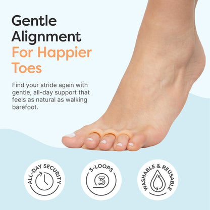 Side view of ZenToes beige gel toe separator for foot alignment