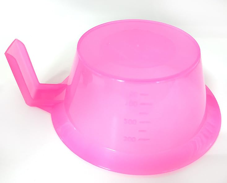 Four pink salon tinting bowls stacked together to demonstrate lightweight and space saving storage.