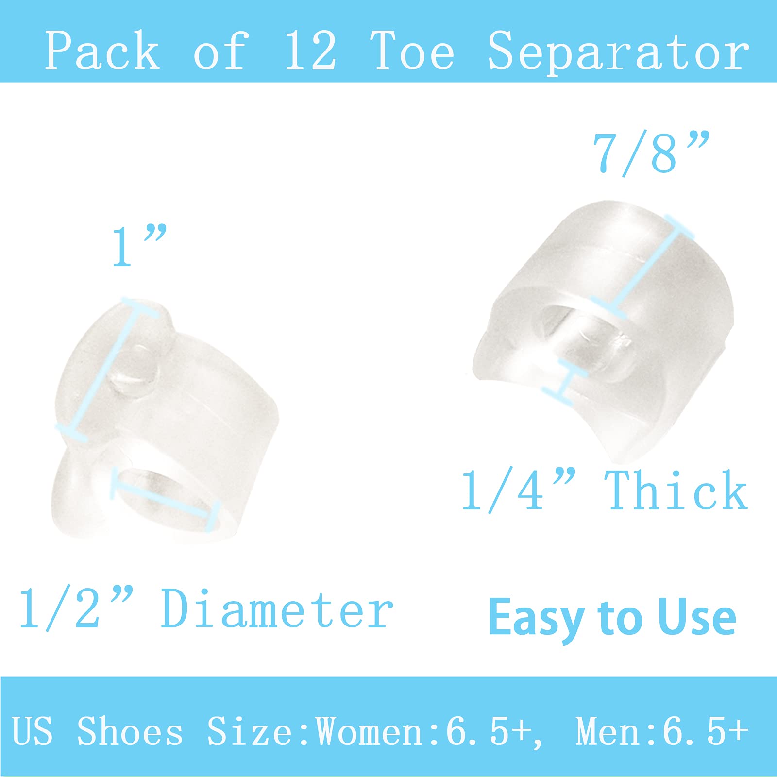 Clear silicone bunion spacer with single loop detail