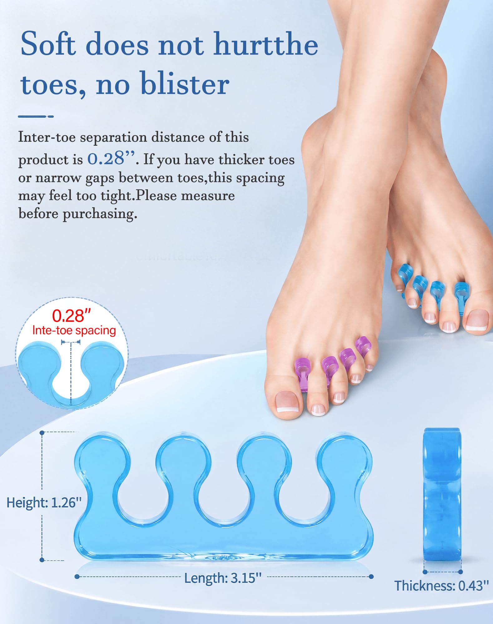 Sunfatt pedicure tool applied between toes for alignment