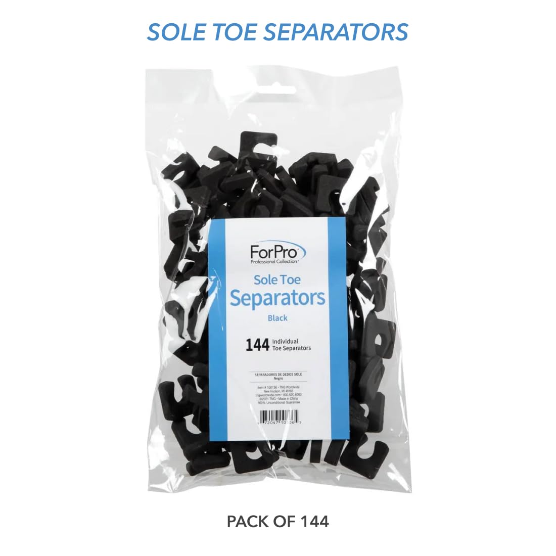 Individual black foam toe separators for pedicure nail care
