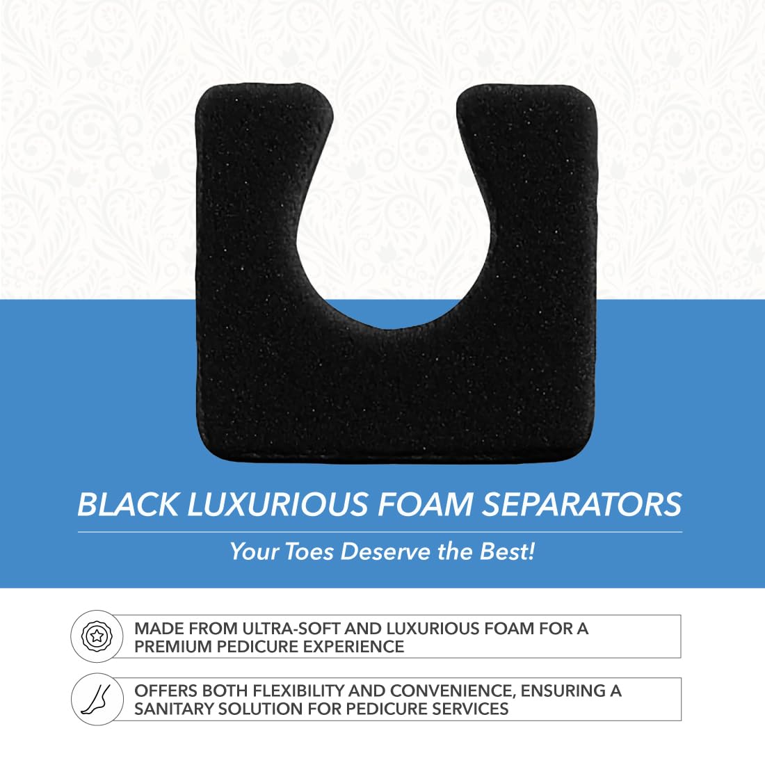 Bulk pack of 144 ForPro black toe separators for salons