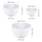 Hygienic easy to clean white silicone mixing bowl set for home beauty treatments.