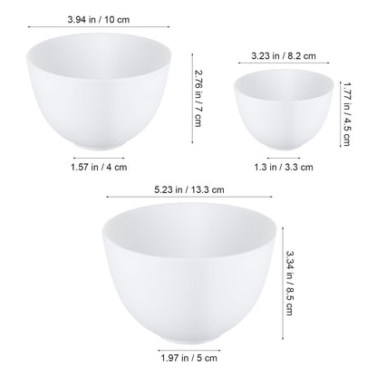 Hygienic easy to clean white silicone mixing bowl set for home beauty treatments.