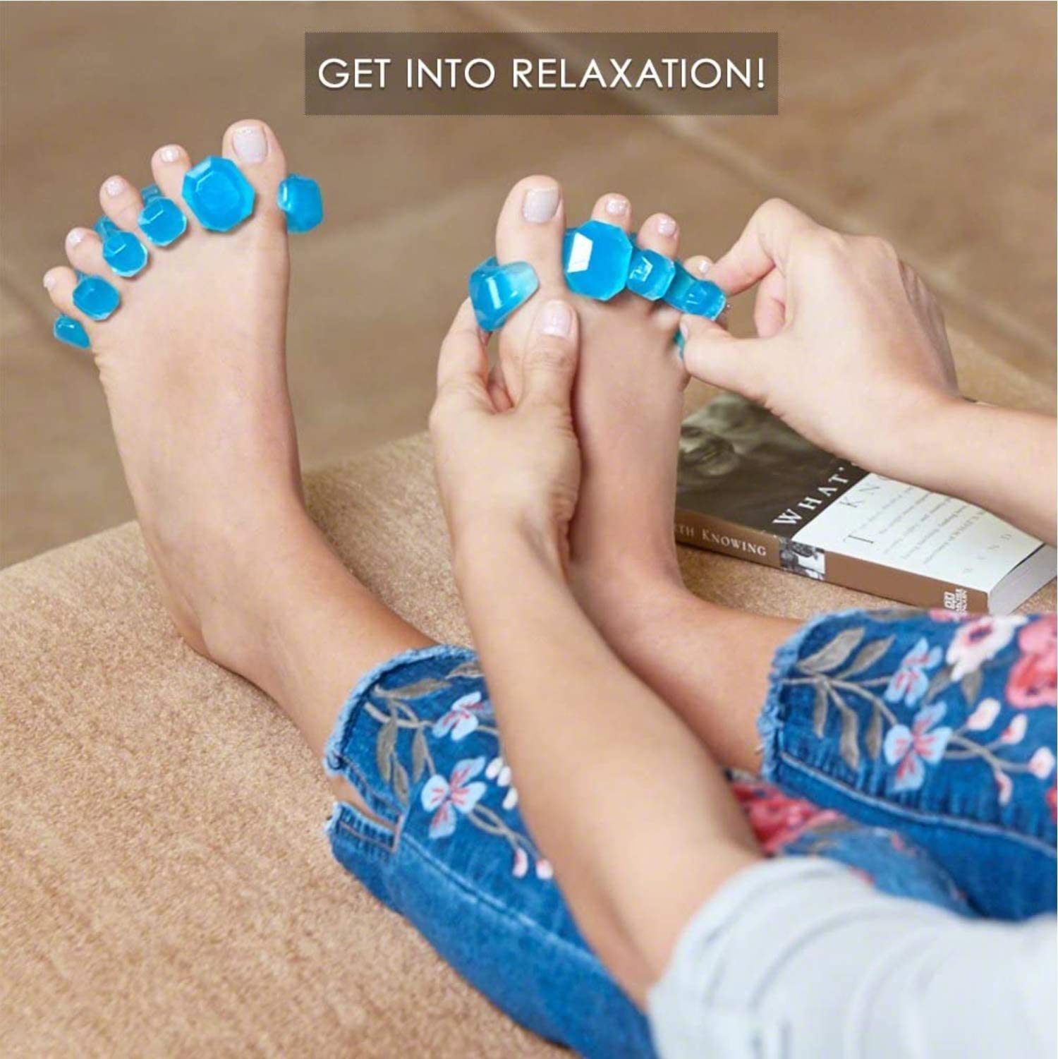 YogaToes GEMS toe separator demonstrating toe alignment