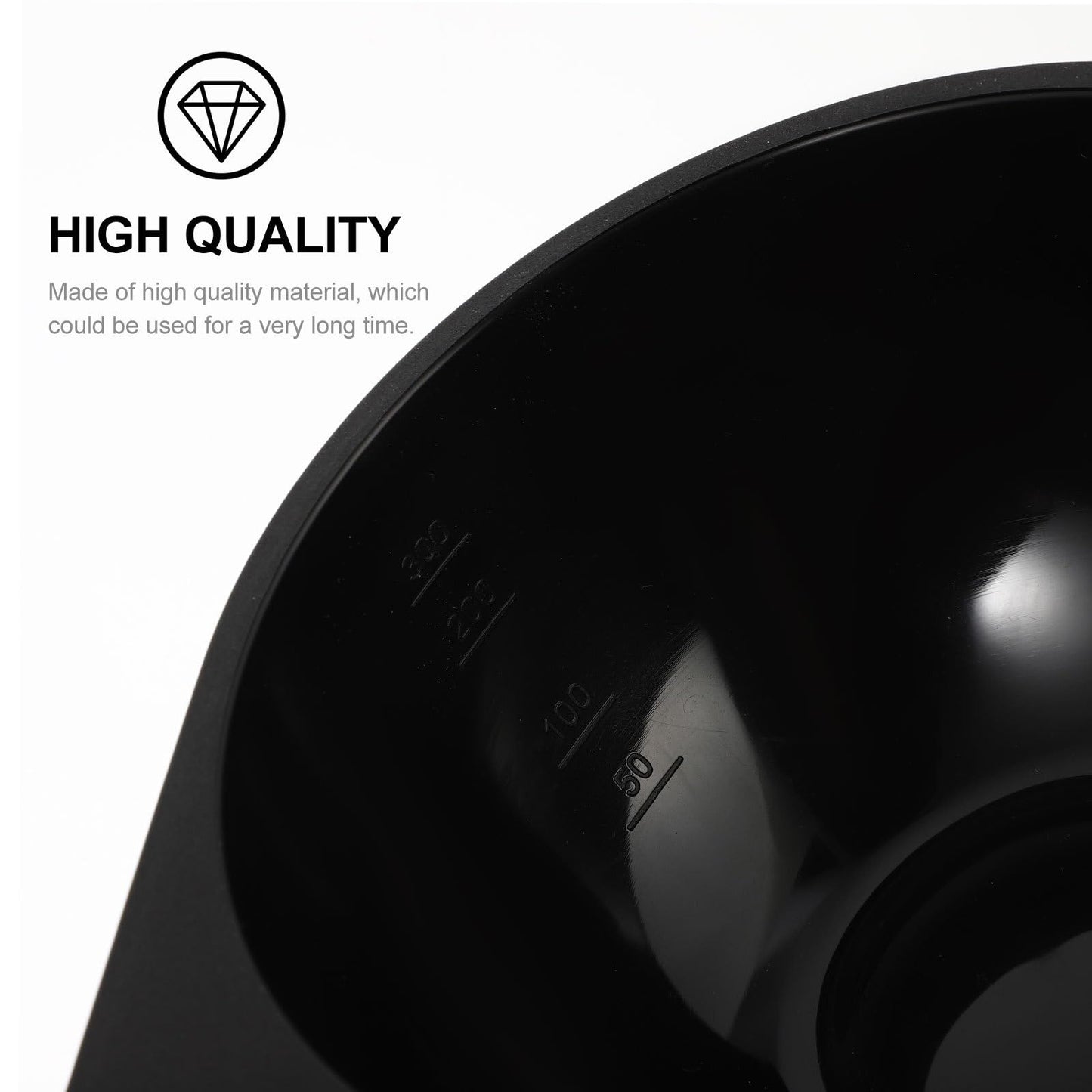 Reusable hair dye applicator bowls with interior measurement markings for precise mixing