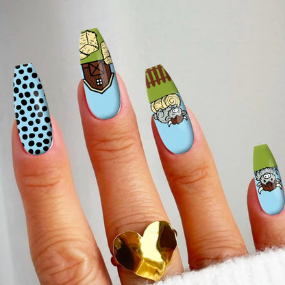 Demonstration of removing the transparent protective film from the animal theme manicure plate before application.